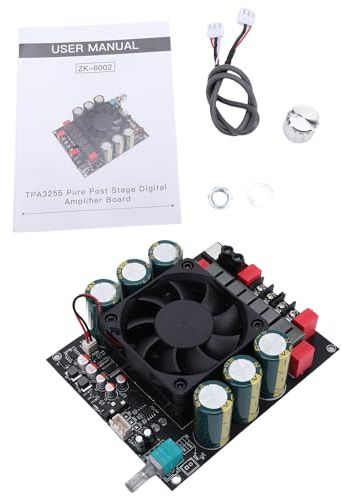 Cosiki 600W+600W TPA3255 Amplifier Board, High Power Digital Amplifier, Temperature Controlled Fan with Heat Sink, Ideal for Professional Audiophile Audio (ZK-6002)