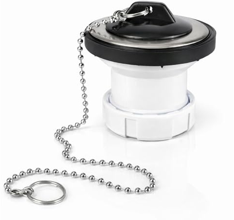 Válvula de Desagüe para Lavabo y Bidé con Cadena, Ø70 mm, Rosca 1 1/2, Salida Ø40 mm, Universal