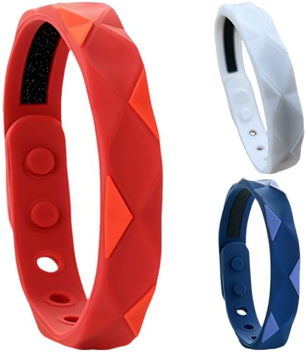 3 braccialetti regolabili in silicone antistatico, senza fili, eliminatori statici, con ioni negativi, braccialetti sportivi unisex per uomini e donne, bianco, blu, rosso