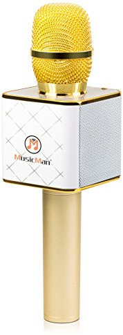 MusicMan 4685 karaoké microphone BT eb-x31 (Bluetooth, compatible avec smartphone/Apple iPhone Doré/blanc