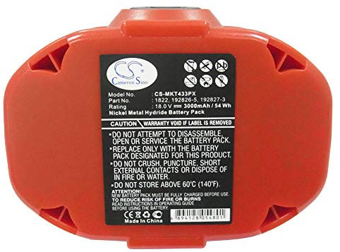 CS-MKT433PX Akku 3000mAh Kompatibel mit [Makita] 4334D, 4334DWA, 4334DWAE, 4334DWD, 4334DWDE, 5026DA, 5026DB, 5026DWA, 5026DWB, 5026DWD, 5026DWFE, 5036DA, 5036DB, 5036DWA, 5036DWB, 5036DWD, 5036DWFE