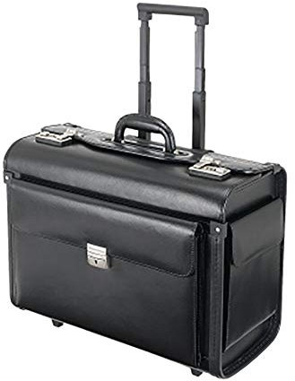 Soennecken Pilotenkoffer Leipzig 5174 Leder mit Rollen schwarz