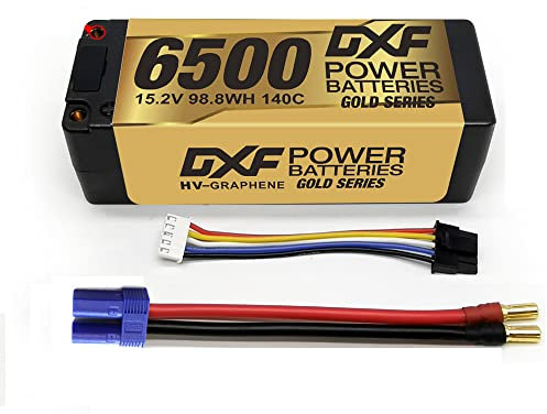 DXF 1 Packungen lipo akku mit kraftvollem 15.2V 6500mah 140C 5mm EC5-4s lipo ideal für 1/8, 1/10 rc-Modelle wie Slash, emaxx, axial & mehr - lipo 4s Perfektion für Extreme Leistung