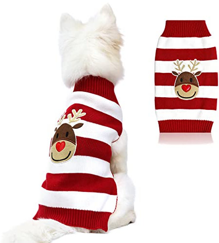 DELIFUR Urlaub Weihnachten Rentier Pullover Hundepullover Jahr Weihnachten Pullover Haustierkleidung für kleine Hunde und Katzen(XL)