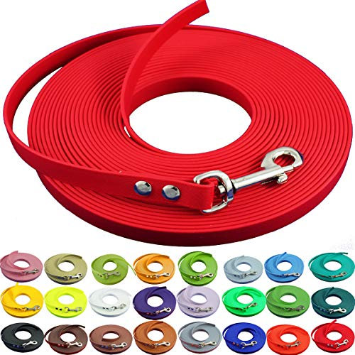 bio-leine leichte 9mm Biothane Schleppleine ohne Handschlaufe - 3 bis 25m I für kleine Hunde, 15m in Rot I schmutzabweisende & Wasserabweisende Hundeleine Leine