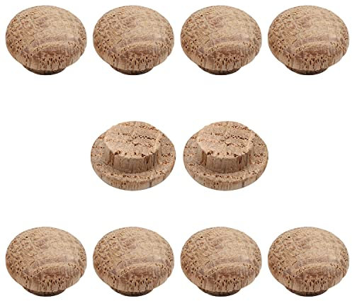 MroMax 10Pcs Round Wood Button Plugs 0.39 Dia Oak Hardwood Furniture Buttons Caps 10mm Wooden Screw Covers for Screw Holes Craft Furniture Decoration Woodworking
