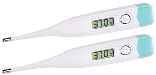 PEARL Thermometer Fieber: 2er-Set Medizinisches Fieberthermometer mit Fieberalarm, wasserdicht (Fieberthermometer Medizinprodukt, Thermometer zur Temperaturangabe, Fiebermessen Erwachsene)