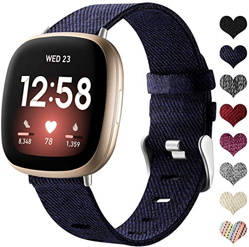 Ouwegaga Gewebtes Armband kompatibel mit Fitbit Versa 3/Fitbit Sense 1/2, atmungsaktives Nylongewebe, Ersatzarmband, kompatibel mit Fitbit Sense/Versa 3, Grand Marina, Blau