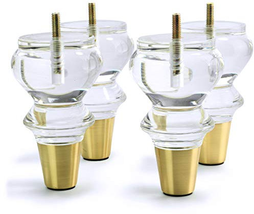 JEREVER Acryl-Möbelbeine, transparent, Ersatzfüße für Sofa, Couch, Mitte des Jahrhunderts, Dekoration für Schrank, Kommode, Zuhause, Heimwerkerbeine, 4 Stück (11,9 cm)