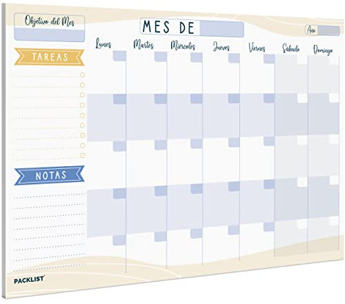 PACKLIST Organizador A4 - Agenda Planificador Mensual Calendario Perpetuo 2023/24/25-25 Hojas.