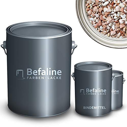 Befaline © Set de tapis en pierre: 25 kg gravier marbre Rosa Corallo + 1,5kg époxy ciment, 2,5qm - revêtement de sol - pour salle de bain, douche, cuisine, balcon, garage, piscine, terrasse