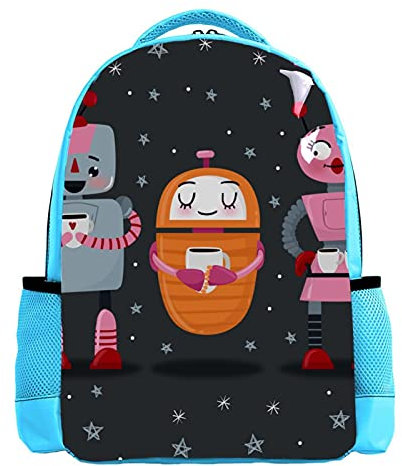 Blauer Rucksack für Jungen, Büchertaschen, Rucksack für Herren, Reisetasche, Tagesrucksack, Cartoon-Motiv, für Kinder, Spielen, UFO-Planeten-Muster Gr. One size, Farbe5