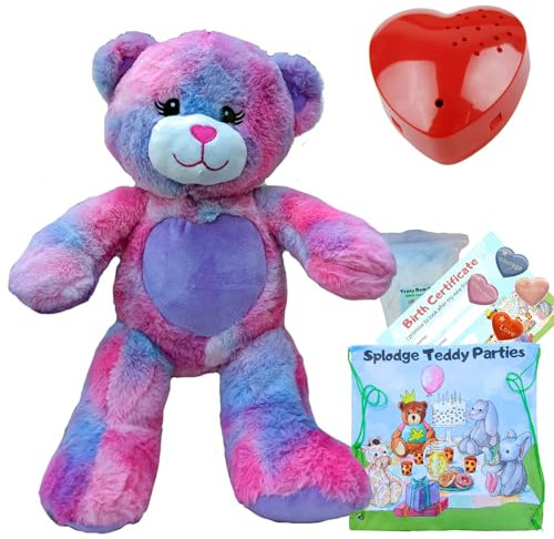 Oso de tarta de queso de fresa – Juguete de peluche suave – 40 cm – Construye tu propio kit de fabricación de oso de peluche con grabadora de voz – sin costuras