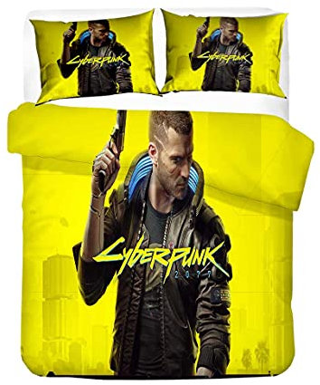 Agmdno Cyberpunk Bettwäsche Set - Bettbezug 135x200 cm + Kissenbezug 80x80 cm,3D Digital Print Bettwäsche,bettwäsche Jungen,mädchen (A07,135x200cm+80x80cmx1)