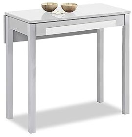 ASTIMESA Mesa de Cocina, Metal, Blanco, 80x40cm-extendida 80x60 cms