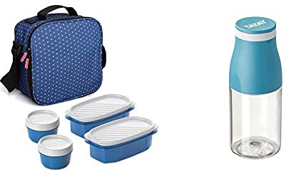 Tatay Urban Food Casual Bolsa Térmica Porta Alimentos, 3 L de Capacidad, Color Azul + Botella Urban Drink de 400ml, Hermética, de Tritán, Libre de BPA, Resistente a Rotura, Color Ocean