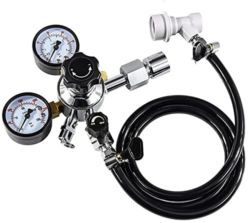 KELUNIS Home Brew Beer Gas Line Assembly, 5/16 PVC Gas Carbonation Hose, W21.8 Co2 Regulator with Convert Adapter for Co2 Gas Bottle