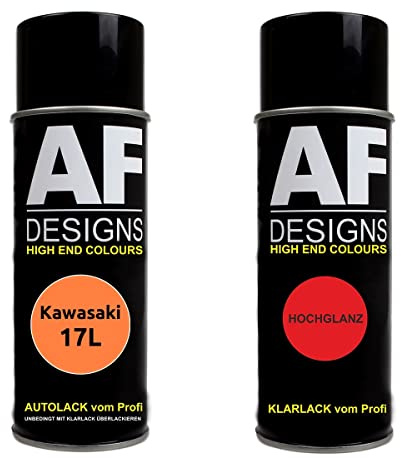 Alex Flittner Designs Motorradlack Spraydose Set für Kawasaki 17L Candy | Motorradlack Spraydosen Set 2 x 400 ml - bestehend aus 1 x 400 ml Basislack + 1 x 400 ml Klarlackk