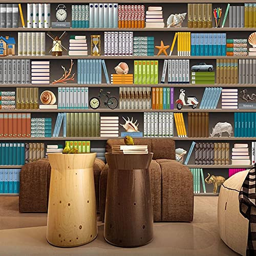 YABAOST 3D Mural Wallpaper Kids Room Books Library Color Children’S Room Mural – Wall Sticker Decals 300X200Cm Removable DIY Vinyl Art Mural Wallpaper Home Decor Gift for Kids Bedroom