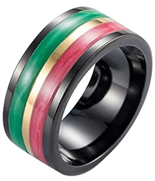 Stfery Kado Ringe, Ring Herren Edelstahl 54 Rot Grün Seidenlack Europäischer Stil Ringe Zubehör für Frauen Männer Paare
