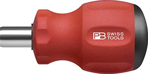 PB Swiss Tools Schraubendreher Bithalter PB 8452 | 100% Swiss Made | Stubby Schraubendreher magnetisch, ideal bei engen Platzverhältnissen, Klingenlänge 10 mm