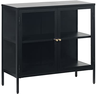 möbelando Vitrine >Carmel< (B/H/T: 90x85x40 cm) in Metall Schwarz Lackiert