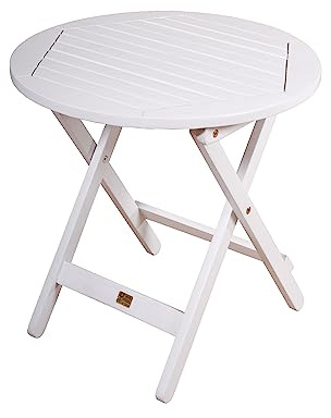 Dynamic24 Garden Pleasure Beistelltisch MESA Ø50 cm Gartentisch Holz Tisch Garten Balkon