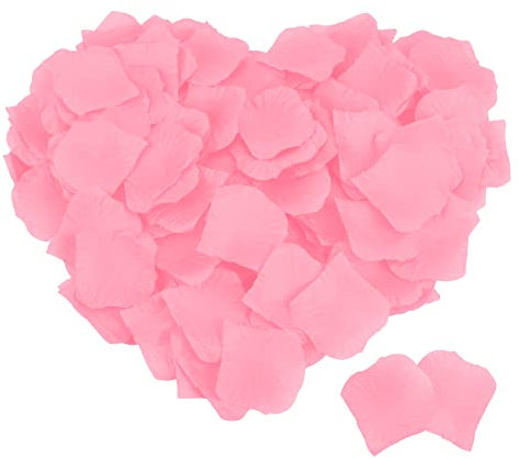 MELGO 500 Pcs Pink Rose Petals for Bedroom, Valentines Petals, Artificial Rose Flowers, Emulation Silk Rose Petals for Wedding Anniversary, Valentines Decorations (500, Pink)