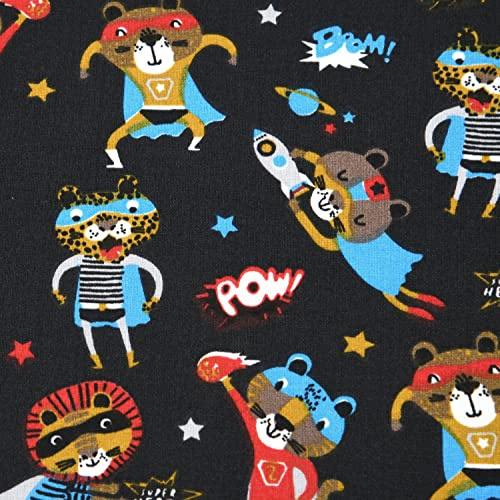 MAGAM-Stoffe Superhero Kinderstoff Oeko-Tex Meterware 50cm (100% Baumwolle anthrazit)
