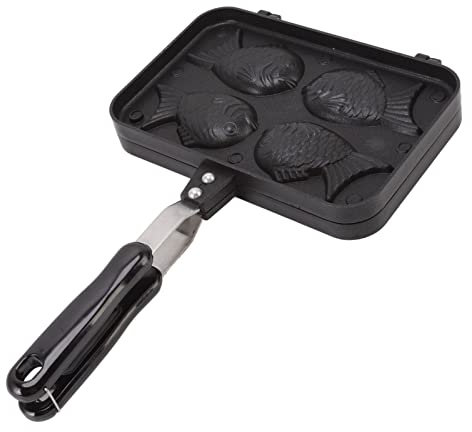 Gaufrier, Moule à Gâteau en Forme de Poisson Taiyaki Ustensiles de Cuisson Antiadhésifs Double Moule de Cuisson Moule à Gaufres avec Poignée Anti-brûlure Taiyaki Japonais Faisant la Machine