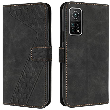 OKZone Kompatibel mit Xiaomi Mi 10T/10T Pro 5G Hülle, PU Leder Handyhülle Tasche Wallet Schutzhülle Flip Cover Klappbar Stoßfeste Brieftasche Etui mit Magnet Kartenfach TPU Lederhülle (Schwarz)