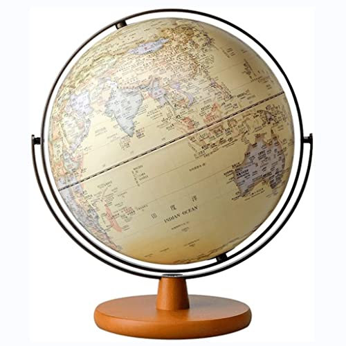 VNABO Geographische Globen Klassische beleuchteter Weltglobus mit Holzständer 2 in 1 geografischer großer Globus antiker Tischglobus 30 cm Wohnkultur