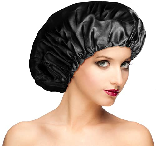 Shower Caps for Women, Extra Large Adjustable Waterproof Reusable Shower Cap, Hair Cap for Shower Hat for Women Girls Long Thick Hair, Bath Caps for Hair Protection