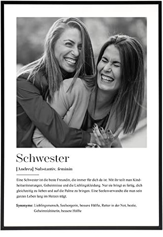 HEI Print Schwester Geschenk zum Geburtstag - Schwesterherz, Geburtstagsgeschenk für die beste Freundin, personalisiertes Poster mit Definition, ohne Rahmen