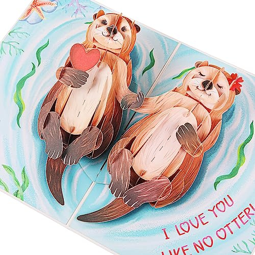 Liif Otter halbe 3D-Pop-Up-Jubiläumskarte für Ehefrau, Ehemann, Paar, lustige Geburtstagskarte – für Freundin, Freund, mit Nachricht, Notiz und Umschlag, Größe 17,8 x 12,7 cm