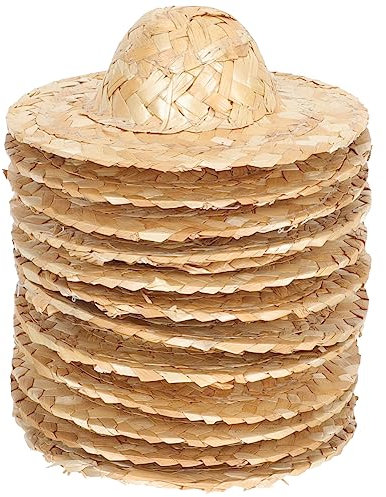 TOYANDONA 12 minisombreros de paja para manualidades, minisombreros de ombrero, sombreros de paja para casa de muñecas, sombreros de paja en miniatura para muñecas, mini sombreros de vaquero para