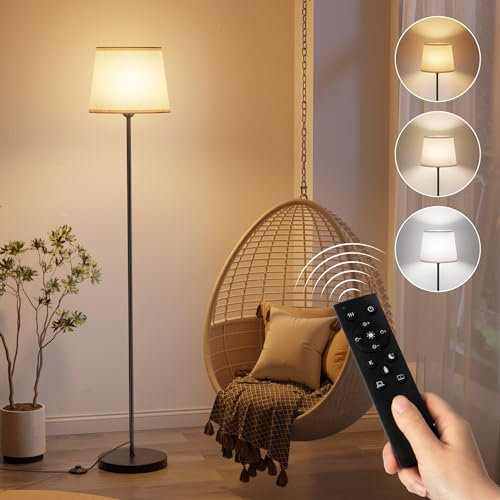 GPATIO LED Stehlampe Wohnzimmer, 800 Lumen Stehlampe mit einstellbarer 3000K-6000K 11 Farbtemperatur & Stufenloses Dimmen, 1H Timer & Memory Funktion Stehlampen, Lampe Wohnzimmer mit Fernbedienung
