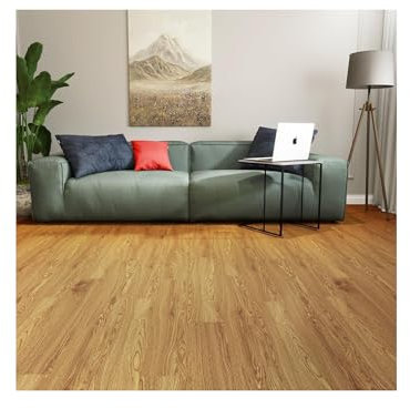 FLOREXP Vinyl Flooring - Lino Flooring,Peel & Stick Floor Tiles Self Adhesive Floor Tiles,2mm 36pcs Waterproof,for Kitchen Living Room Floor Plank(5.02m²,Saddle Oak)