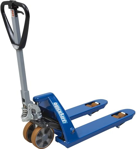eurokraft | Paletthubwagen mit QuickLift | Polyurethan Rollenausstattung | Gabellänge 810 mm