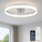 Fszdorj 20 Inch Ceiling Fan with Light, Upgraded Low Profile Fan, Flush Mount Ceiling Fan, 6 Speed, Dimmable LED, App & Remote Control, DC Motor