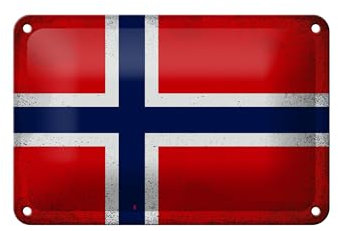 FEMER Blechschild Flagge Norwegen 18x12cm Flag Norway Vintage Dekoration