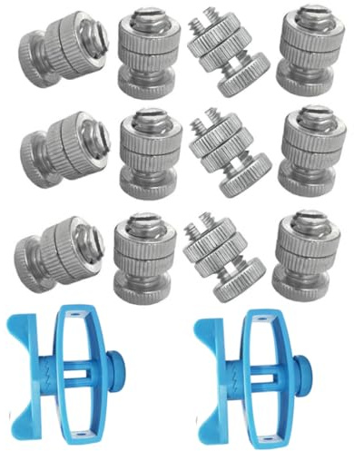 Lot de 14 connecteurs de fil de clôture électrique et tendeur de ligne en alliage d'aluminium avec pinces de serrage en plastique pour clôtures agricoles à haute résistance au bétail et volaille