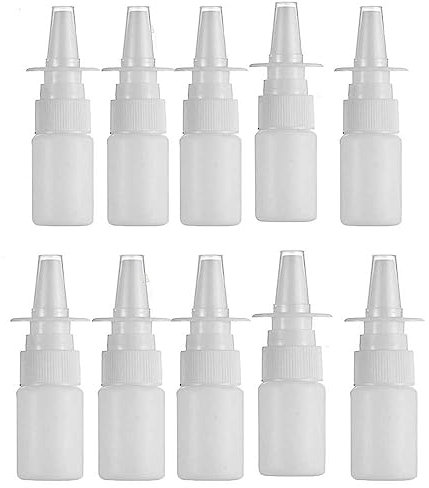 MEIYITIANNVSHEN 10 Packs White Empty Plastic Nasal Spray Bottles Pump Sprayer Mist Nose Spray Refillable Nasal Spray Bottles Mist Nose Nasal Sprayer Bottle for Saline Water Wash Applications(30ml)