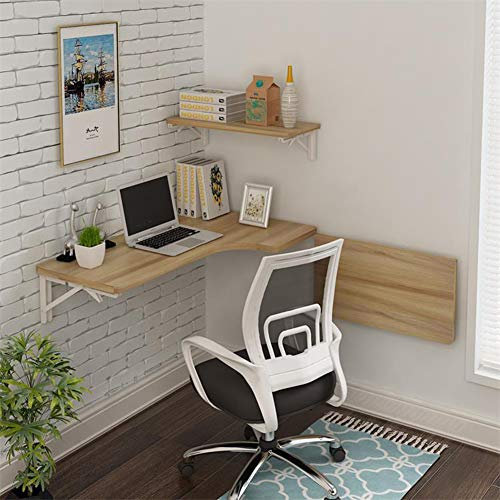 asdchZen Eckklapp-Computertisch, An Der Wand Montierter, Verdickter MDF-Klapptisch, Robuster Tisch, Arbeitstisch, Küche Und Esstisch (Farbe: Natur, Größe: 80 X 60 X 35 cm)