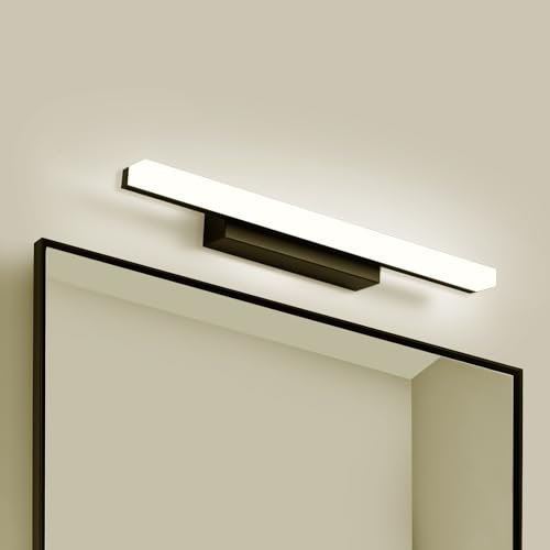 Yafido LED Spiegelleuchte Schwarz 40CM Badleuchte Badlampe Spiegellampe Neutralweiß Wandleuchte Badezimmer Lampe 230V 9W 4000K Schrankleuchte 800Lumen Nicht-dimmbar