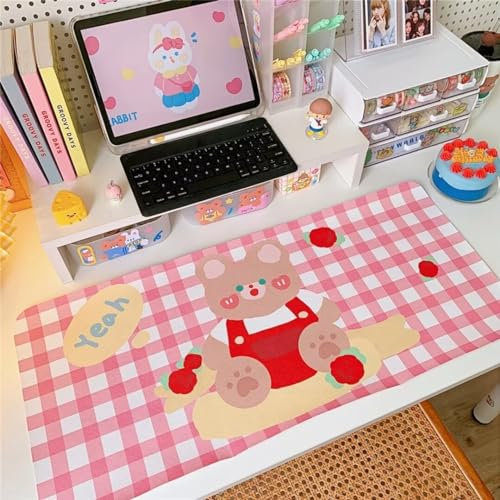 Tapis de Souris Gaming XXL 600x400x3mmOurs Rose Kawaii Tapis de Souris avec Base en Caoutchouc antidérapante pour Ordinateur Portable Souris Claviers Gamer Bureau Mouse Pad