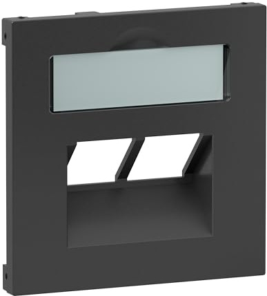 LEGRAND, SEANO Abdeckung 2x RJ45 für Datendosen von Metz, Telegärtner und Rutenbeck, inkl. Beschriftungsfeld, Farbe: Anthrazit lackiert, 765459