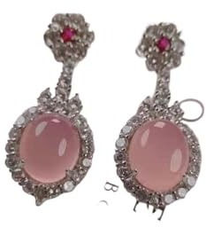 Orecchini, orecchini pendenti, Orecchini pendenti in giada verde naturale con zirconi smeraldo rubino bianco rosa orecchino a goccia in giadeite for accessori di gioielli da donna (Colore : Green)