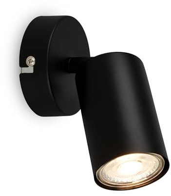 BRILONER - Wandleuchte innen schwenkbar, GU10 Fassung, max. 9 W, Leselampe, Wohnzimmerlampe, Lampe, Wandlampe, Küchenlampe, Flurlampe, Schlafzimmer, Wandbeleuchtung, 8x15,5 cm, Schwarz