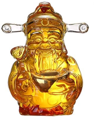 Likör-Whiskey-Dekanter 1000 ml, chinesischer Folklore-Gott des Reichtums, Glasdekanter, klarer Likörspender für Wodka, Bourbon, Brandy, Wein, Rum, Karaffe